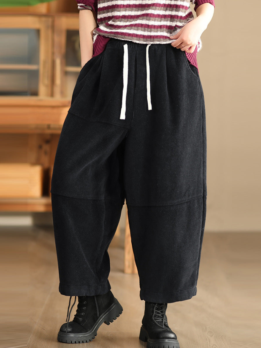 Women Winter Croduroy Fleece-lined 100%Cotton Harem Pants