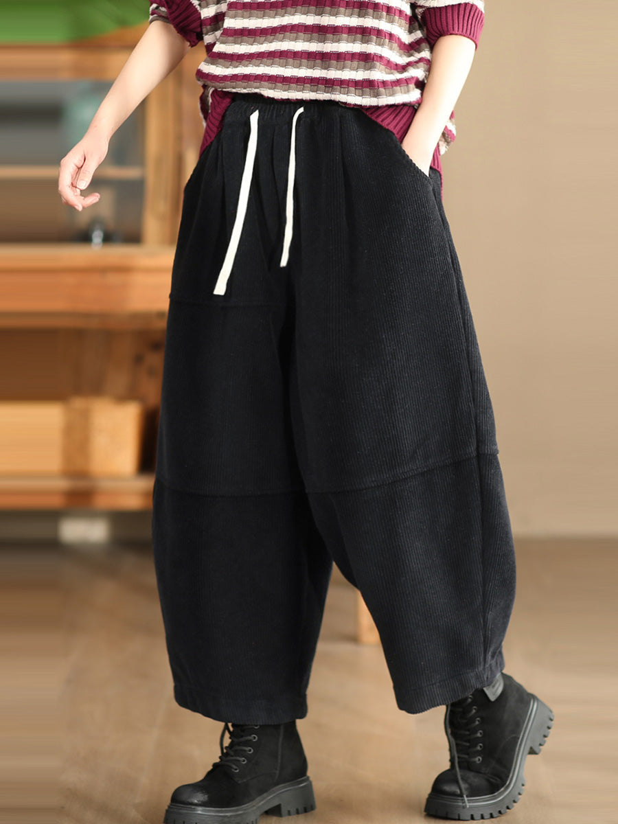 Women Winter Croduroy Fleece-lined 100%Cotton Harem Pants