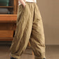 Women Winter Retro Solid Padded Harem Pants