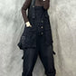 Women Vintage Solid Cotton Pocket Loose Jumpsuits