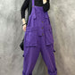 Women Vintage Solid Cotton Pocket Loose Jumpsuits