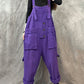 Women Vintage Solid Cotton Pocket Loose Jumpsuits