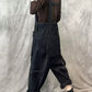 Women Vintage Solid Cotton Pocket Loose Jumpsuits