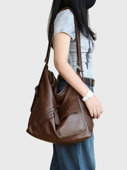 Women Fashion Soft Genuine Leather Shoulder Bag Backpack