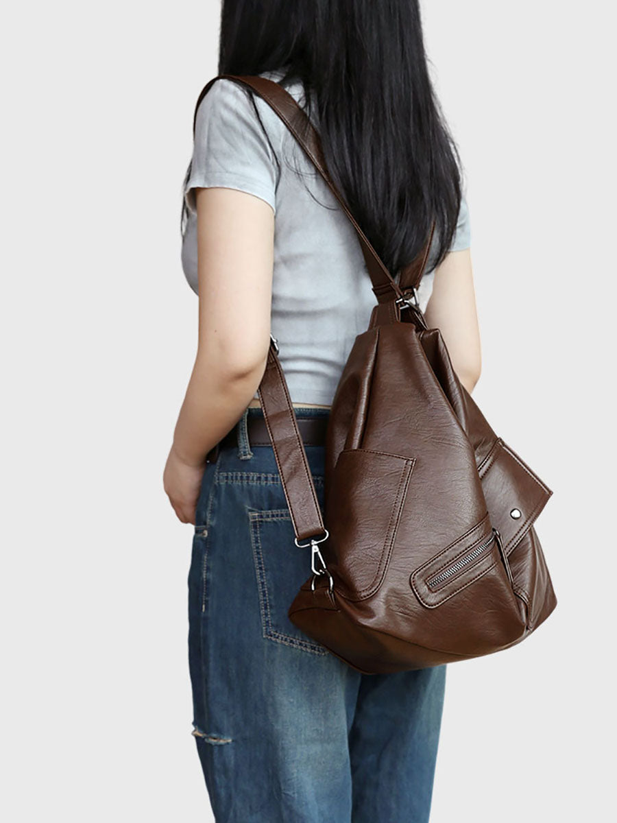 Women Fashion Soft Genuine Leather Shoulder Bag Backpack