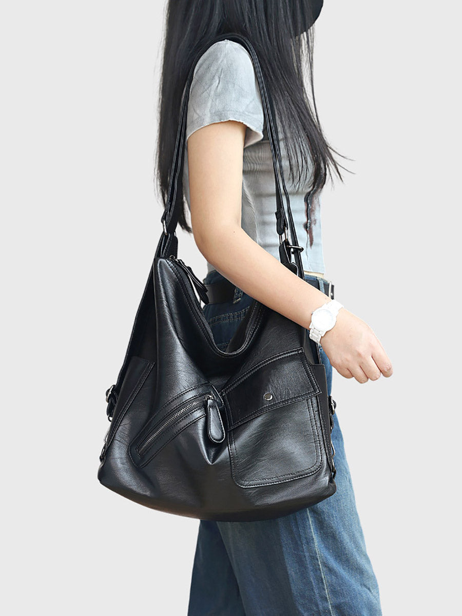 Women Fashion Soft Genuine Leather Shoulder Bag Backpack