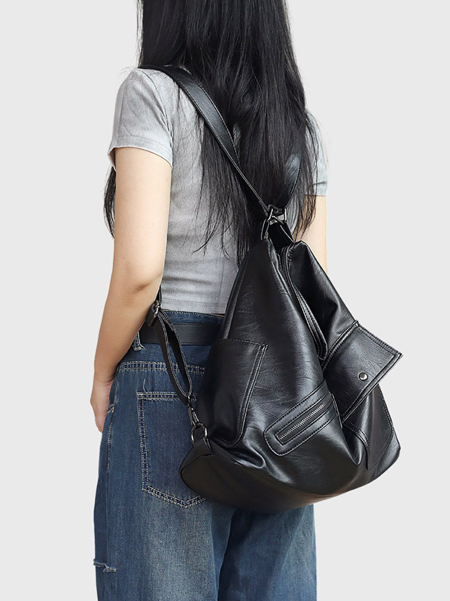 Women Fashion Soft Genuine Leather Shoulder Bag Backpack