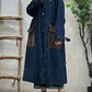 Women Autumn Retro Colorblock Hooded Denim Coat