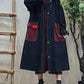 Women Autumn Retro Colorblock Hooded Denim Coat