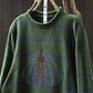 Women Autumn Artsy Stripe Pumpkin O-Neck Knit Sweater