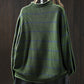 Women Autumn Artsy Stripe Pumpkin O-Neck Knit Sweater