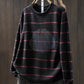 Women Autumn Artsy Stripe Pumpkin O-Neck Knit Sweater