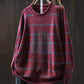 Women Autumn Artsy Stripe Pumpkin O-Neck Knit Sweater