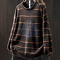 Women Autumn Artsy Stripe Pumpkin O-Neck Knit Sweater