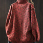 Women Autumn Artsy Floral Half-Turtleneck Knit Sweater