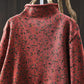 Women Autumn Artsy Floral Half-Turtleneck Knit Sweater