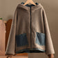 Women Winter Casual Solid Denim Fleece-lined Hooded Padded Coat