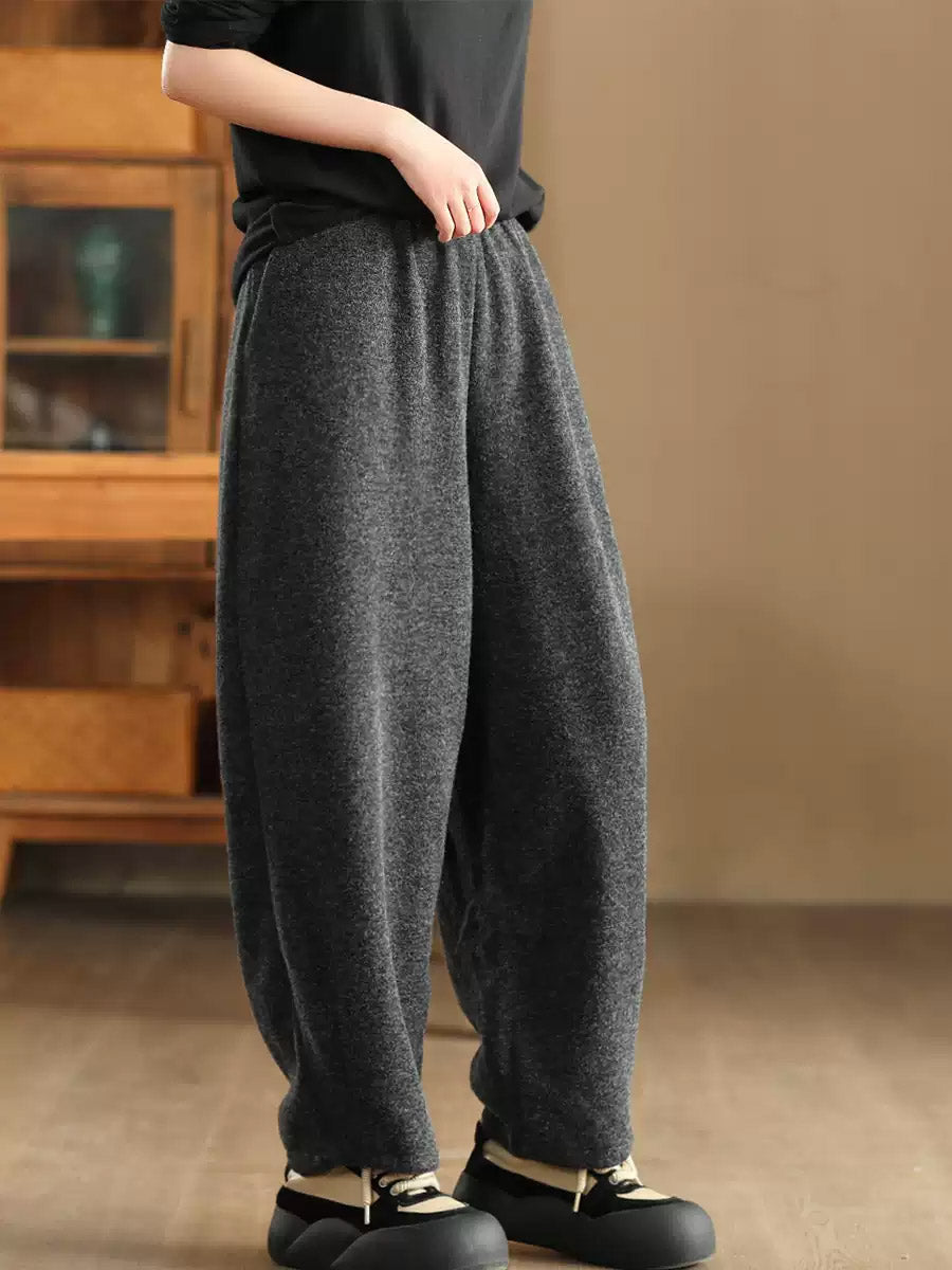 Women Winter Pure Color Thick Harem Pants