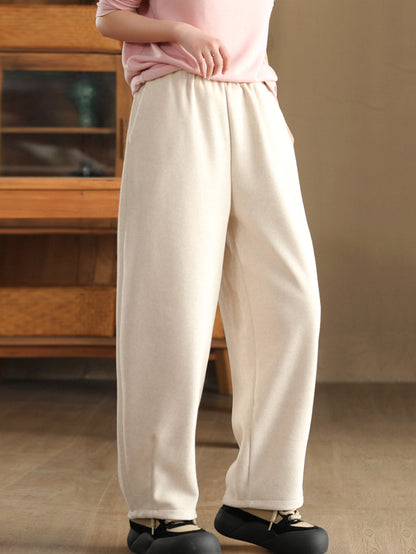 Women Winter Pure Color Thick Harem Pants