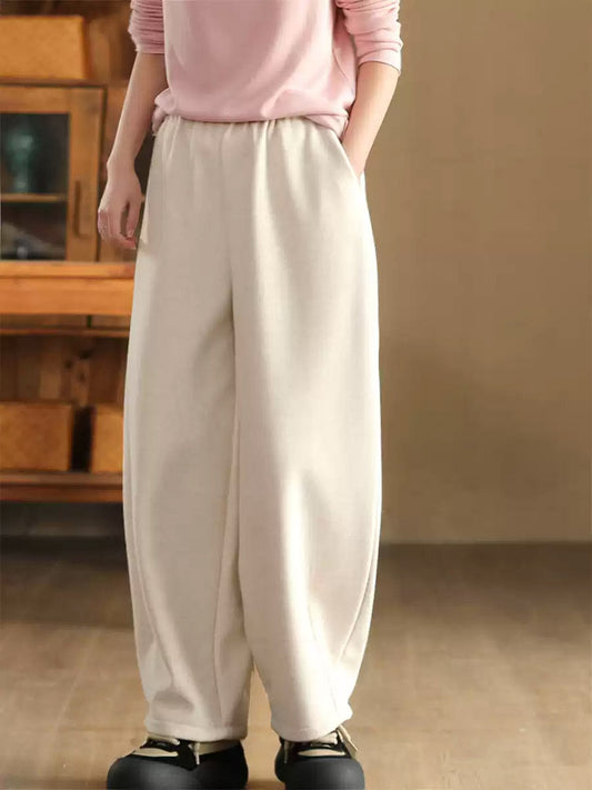 Women Winter Pure Color Thick Harem Pants