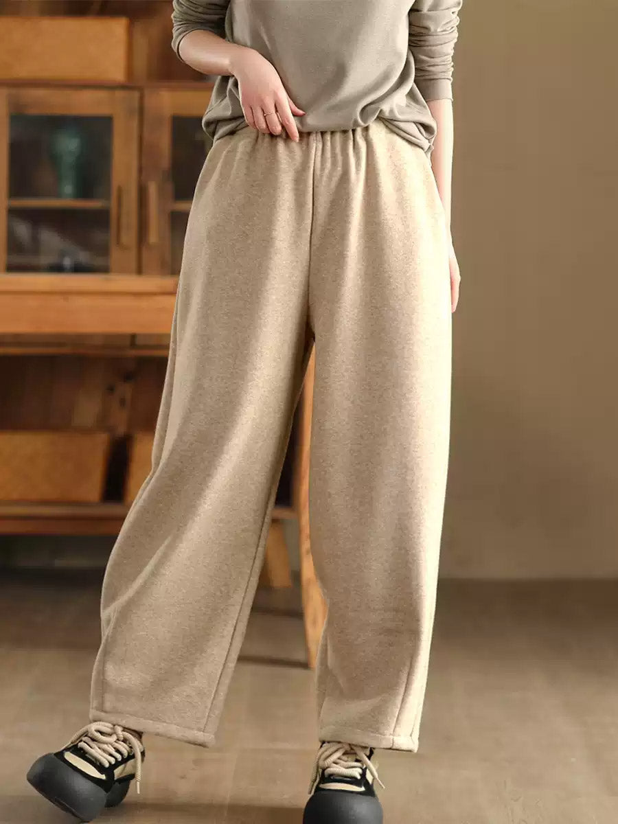 Women Winter Pure Color Thick Harem Pants