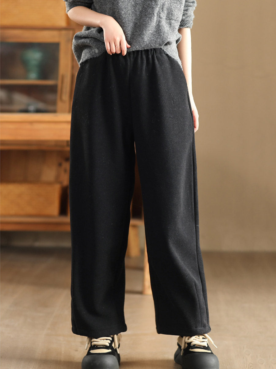 Women Winter Pure Color Thick Harem Pants