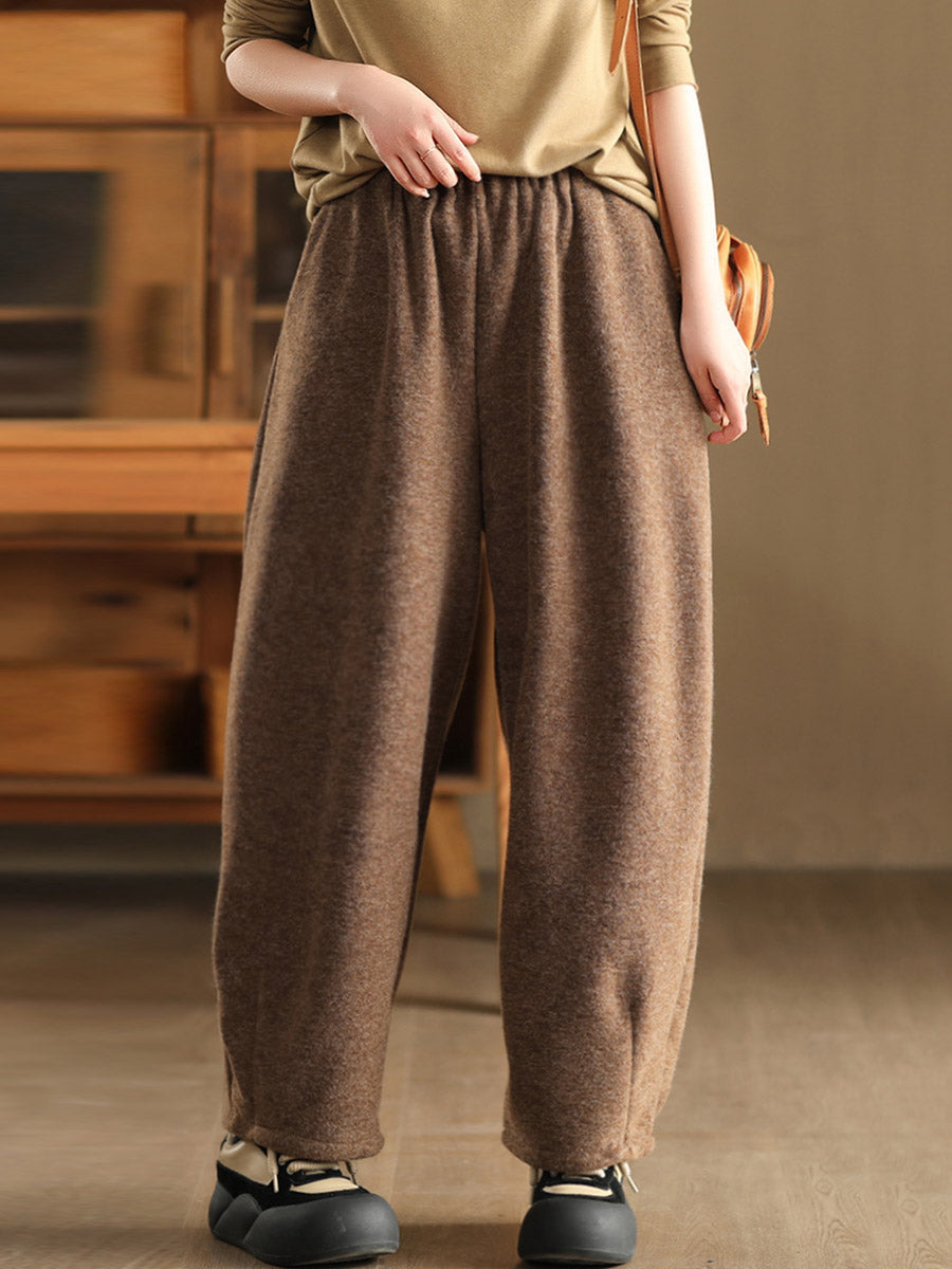 Women Winter Pure Color Thick Harem Pants