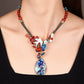 Women Ethnic Shell Cloisonne Alloy Sweater Necklace