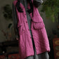 Women Retro Solid V-Neck Buttoned Vest Coat