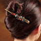 Retro Cloisonne Flower Bead Alloy Hair Clip