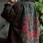 Women Winter Retro Flower Patchwork V-Neck Coat