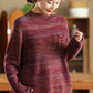 Women Autumn Artsy Colorblock O-Neck Knit Sweater