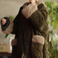 Women Winter Retro Cotton Fleece Spliced Padded Coat