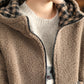 Women Winter Retro Plaid Fleece-lined Hooded Coat