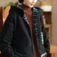 Women Winter Retro Plaid Fleece-lined Hooded Coat