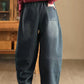 Women Winter Casual Denim Fleece-lined Straight Pants