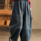 Women Winter Casual Denim Fleece-lined Straight Pants