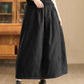 Women Autumn Vintage Solid Linen A-Shape Skirt