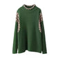 Women Autumn Artsy Half-Turtleneck Spliced Knit Sweater