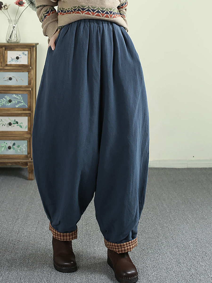 Women Winter Solid Padded Harem Pants