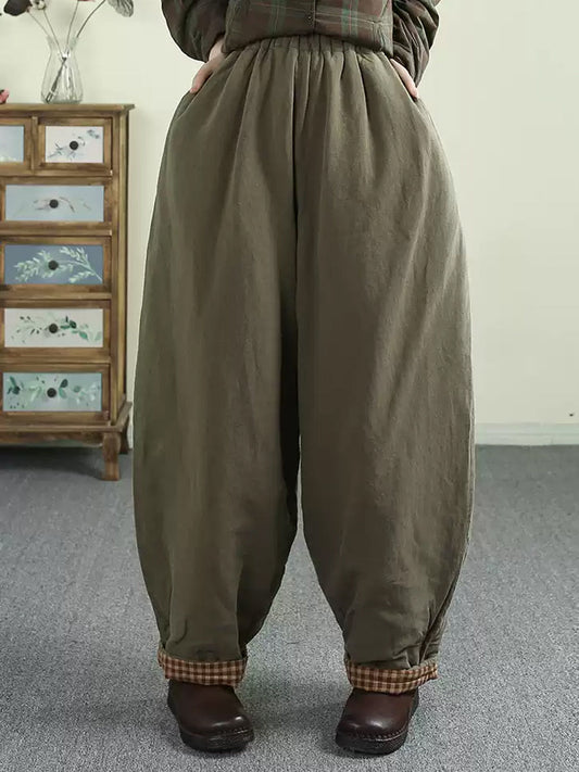 Women Winter Solid Padded Harem Pants