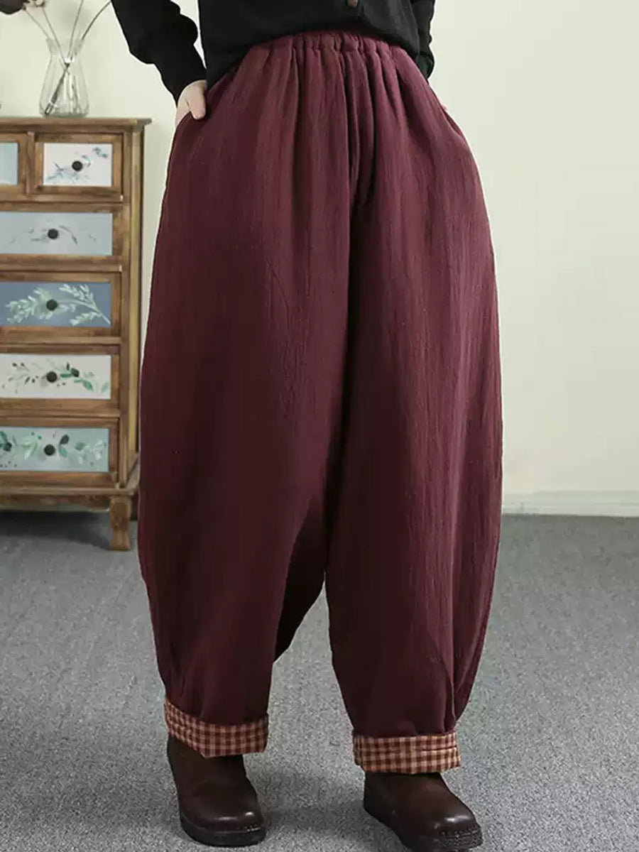 Women Winter Solid Padded Harem Pants