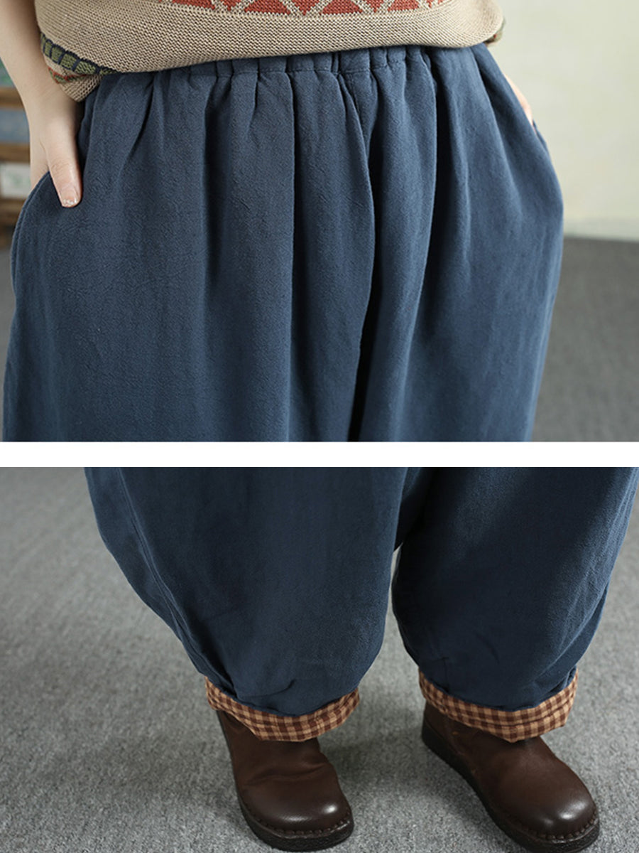 Women Winter Solid Padded Harem Pants