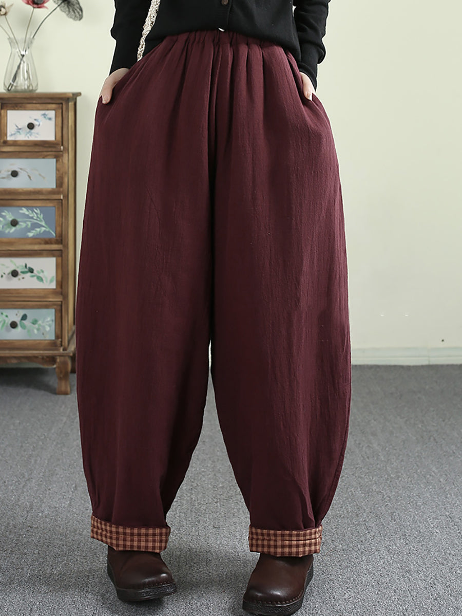 Women Winter Solid Padded Harem Pants