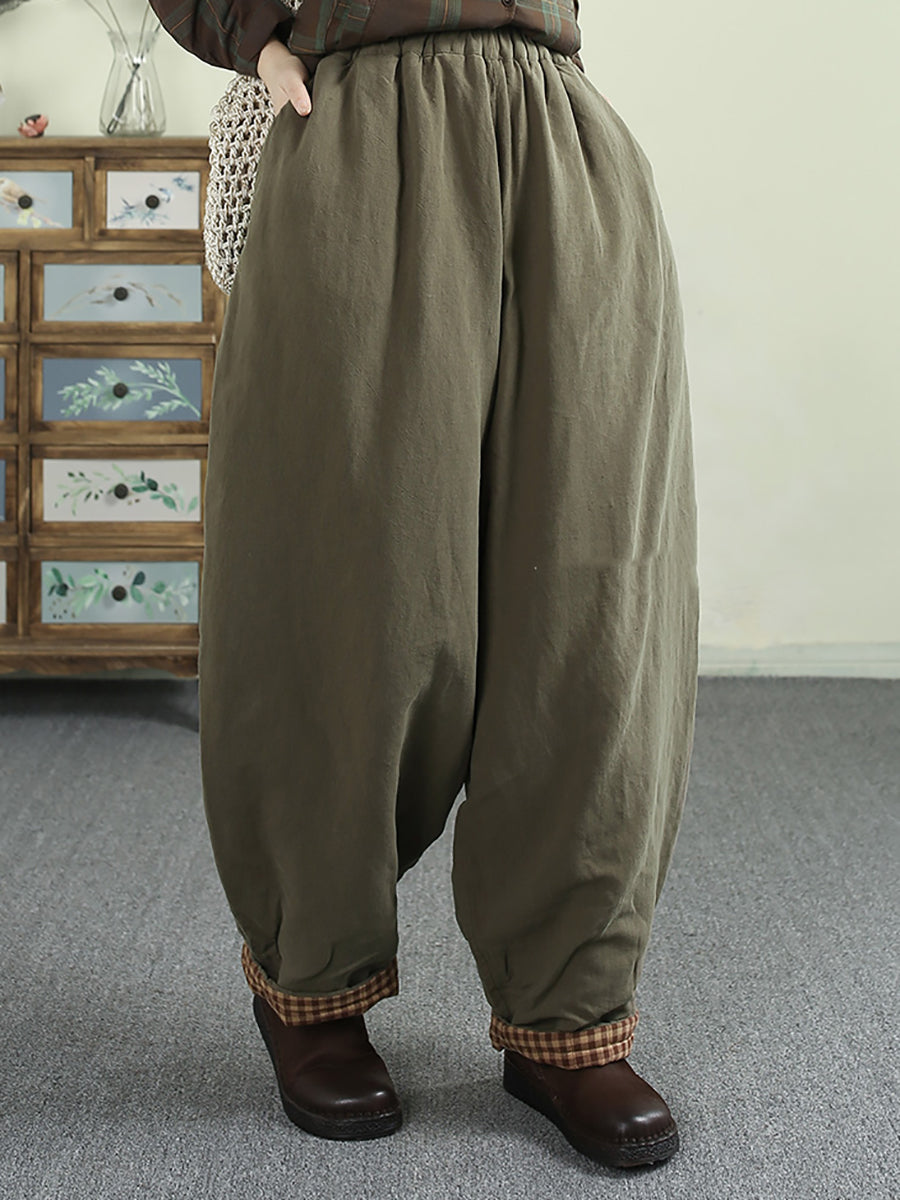 Women Winter Solid Padded Harem Pants