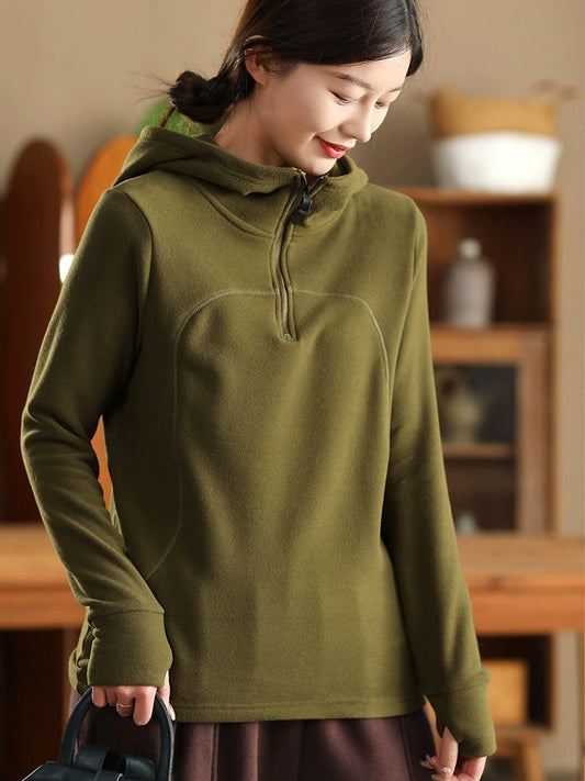 Women Winter Casual Hooded Fleece Sweatshirt