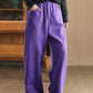 Women Winter Pure Color Fleece-lined Straight Pants