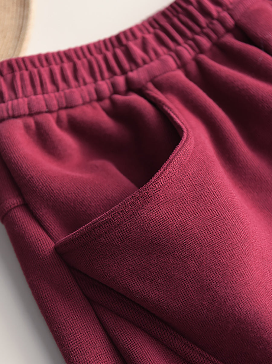 Women Winter Pure Color Fleece-lined Straight Pants