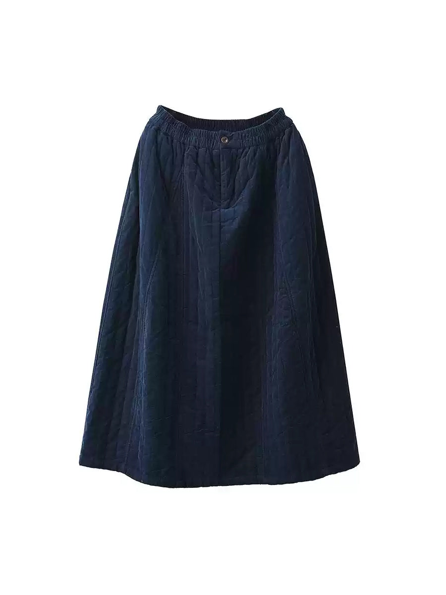 Women Autumn Casual Solid A-Shape Padded Skirt