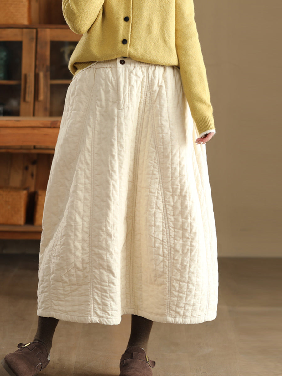 Women Autumn Casual Solid A-Shape Padded Skirt